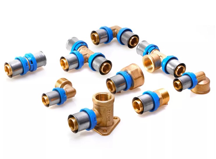 Brass Press fitting for PEX AL PEX composite pipe