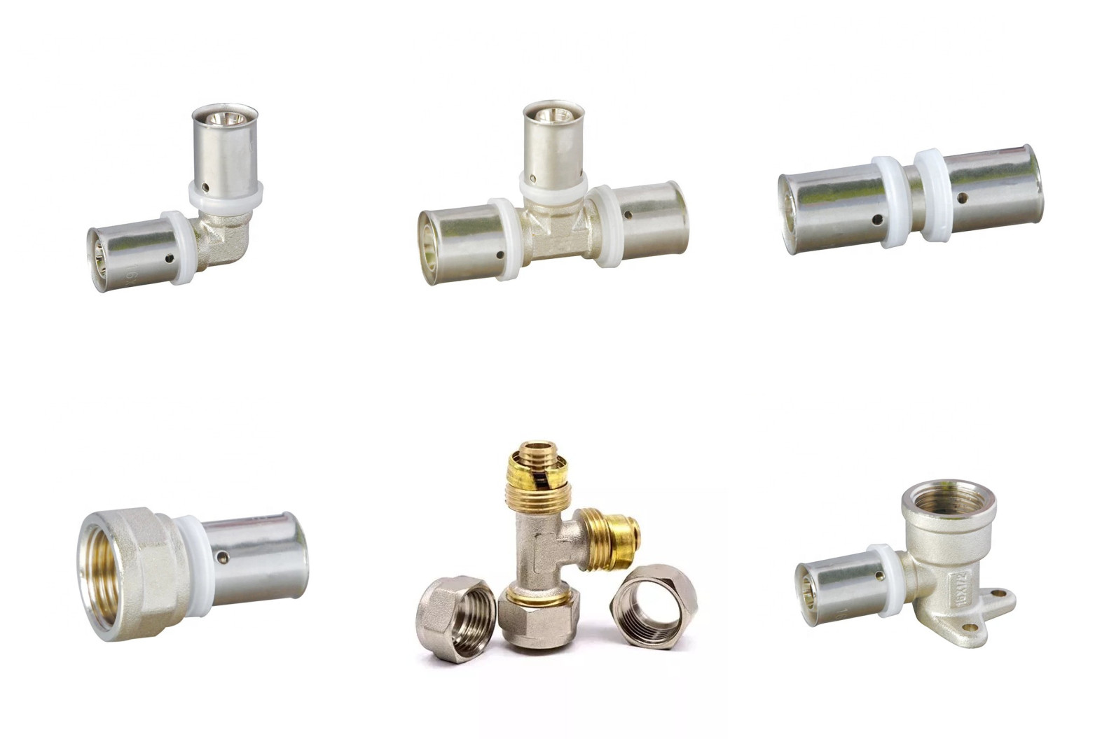 Brass Press fitting for PEX AL PEX composite pipe